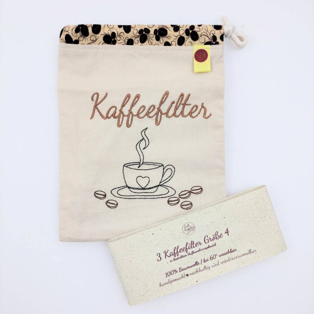 Nachhaltiger Kaffeegenuss - hochwertige wiederverwendbare Kaffeefilter aus zertifizierter Baumwolle (Größe 4) Bild 3