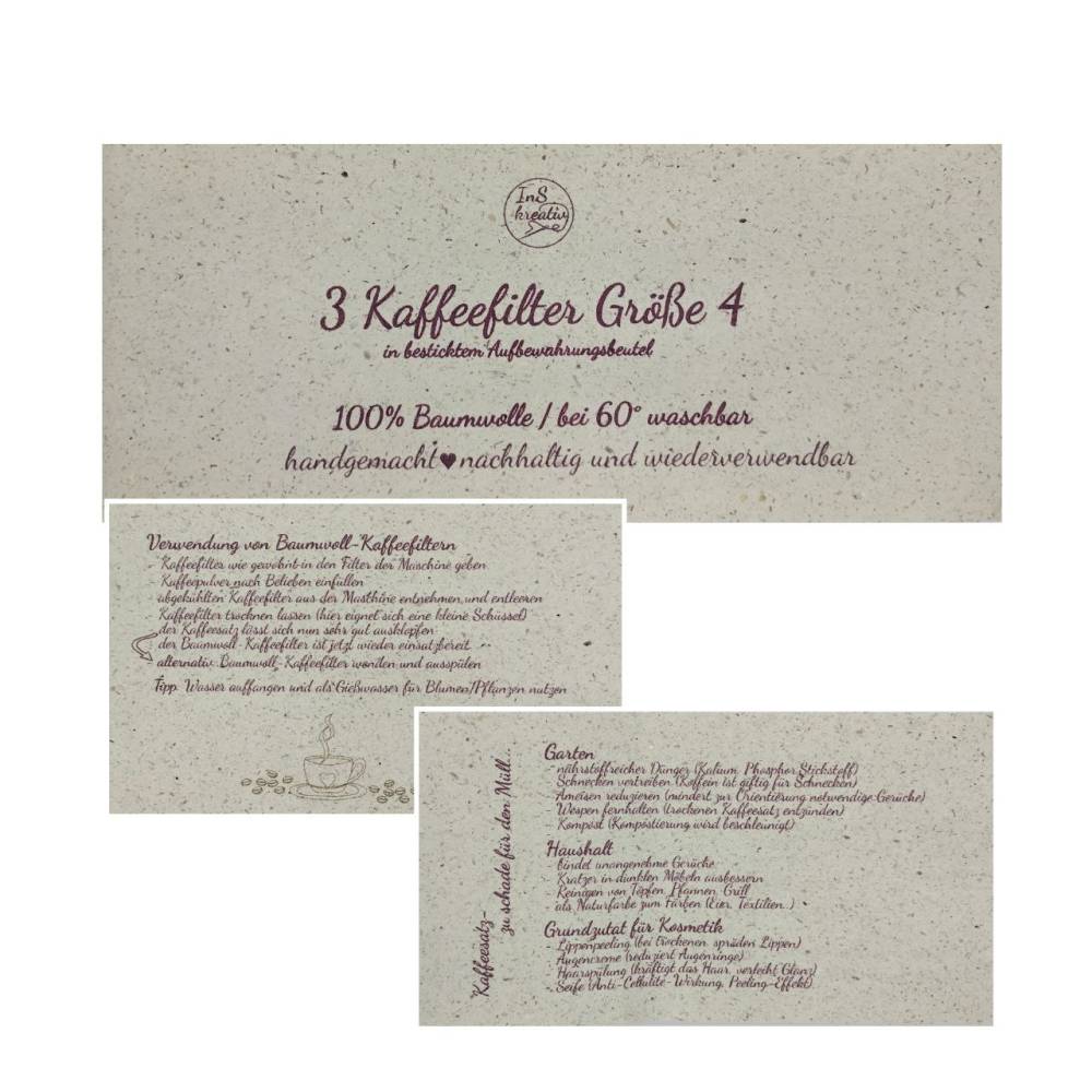 Nachhaltiger Kaffeegenuss - hochwertige wiederverwendbare Kaffeefilter aus zertifizierter Baumwolle (Größe 4) Bild 7