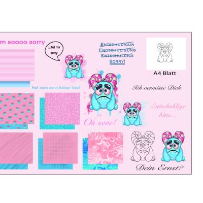 Digiset "CUTE MONSTER Digistamp mit Digipapier