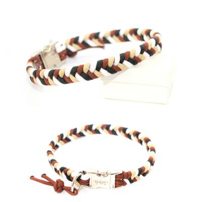 Halsband für kleine Hunde, geflochten aus Paracord. Auf Wunsch personalisiert mit Gravur. Muster: Konfetti
