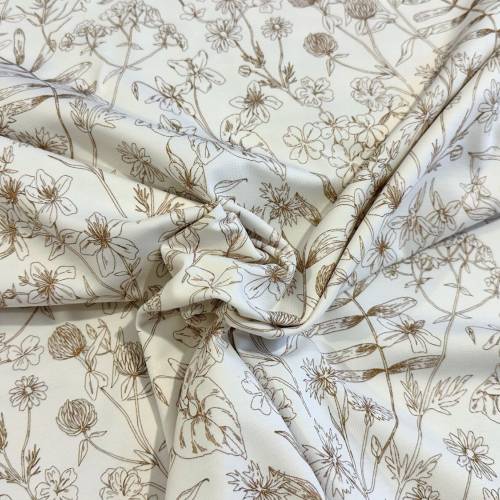 ab 50cm Jersey Blumen Sketch Watercolor - Trockenblumen Aquarell Druckstoff