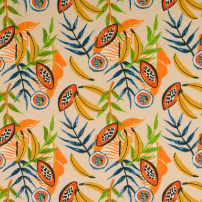 Baumwoll-Jersey Obst, Blätter beige Oeko-Tex 100 (1m/12,-€)