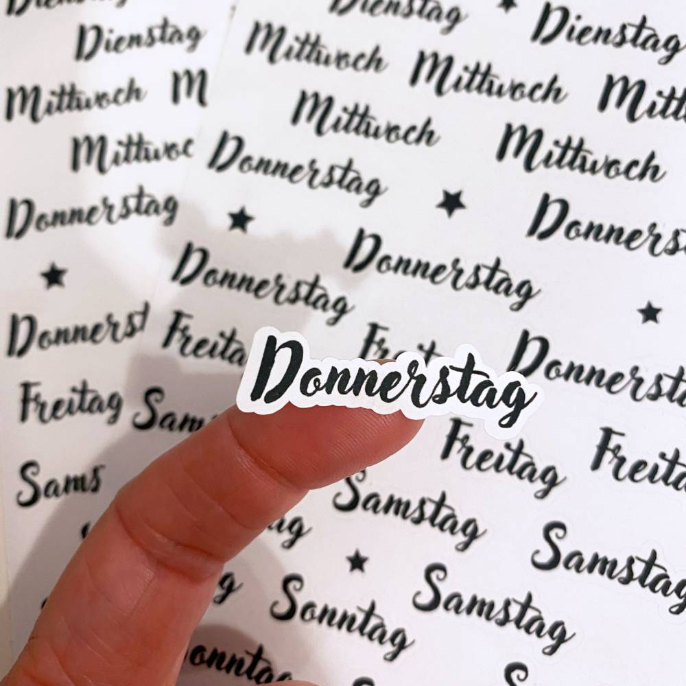 Stickerbogen Wochentage | Montag, Dienstag, Mittwoch, Donnerstag, Freitag, Samstag, Sonntag | Sticker Bild 2