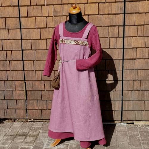 Wikinger Mädchen Schürzenkleid altrosa, Überkleid Mittelalter, Wiki Schürze Kind, LARP, Toraxacum
