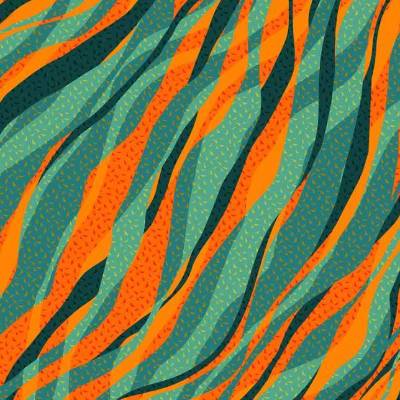 Baumwoll Krepp Anja Digitaldruck  leichter Frühjahrs-/Sommerstoff Abstrakt grün-orange (1m/15,-€)