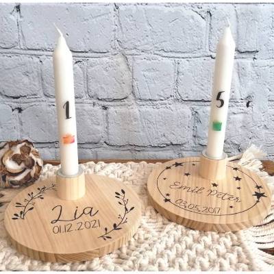 Personalisierter Geburtstagsteller / Kerzenhalter