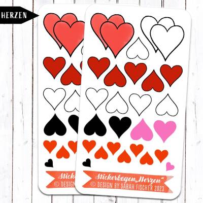 Stickerbogen Herzen
