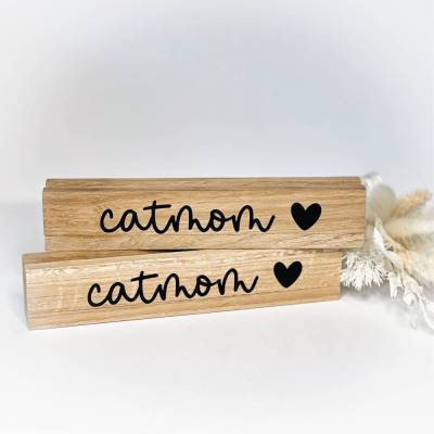 Postkartenhalter Catmom Holz Bildhalter Katzenliebe Bildleiste Deko