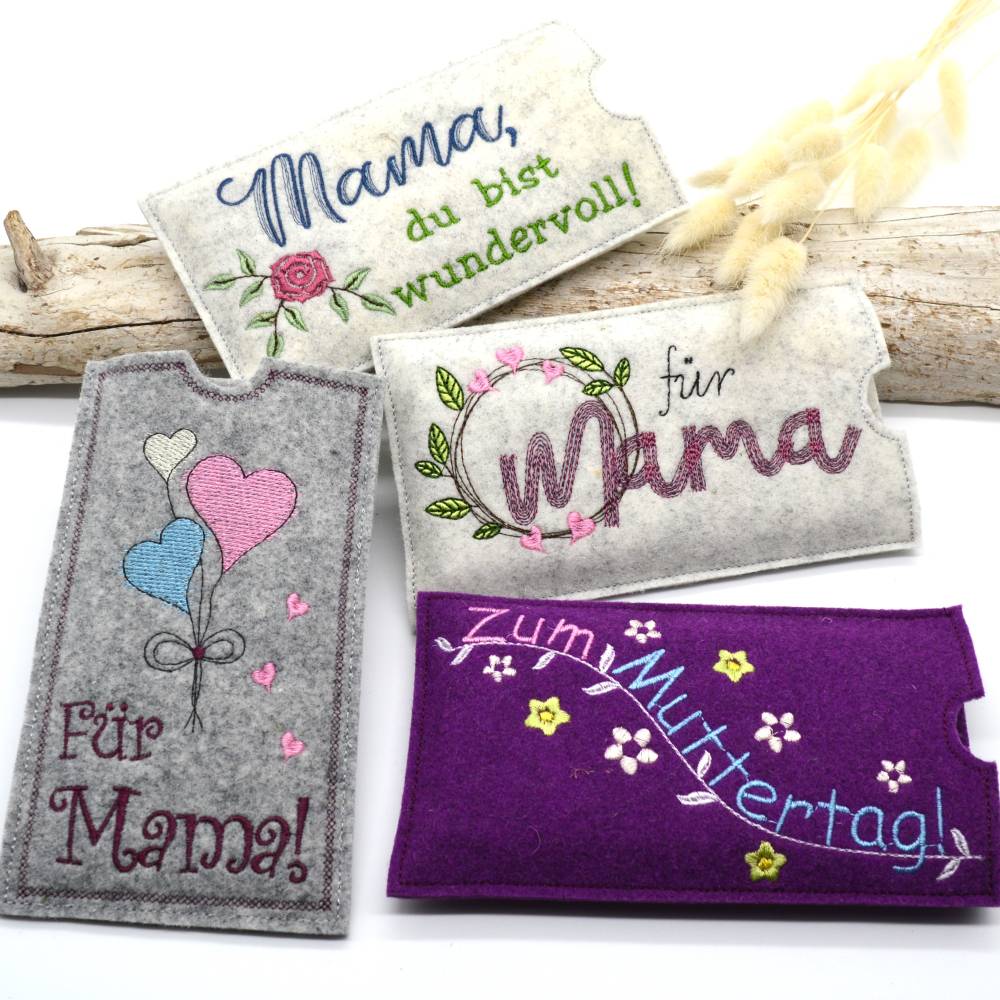 Stickdatei Schokohülle Muttertag SET Mama Mutti Bild 1