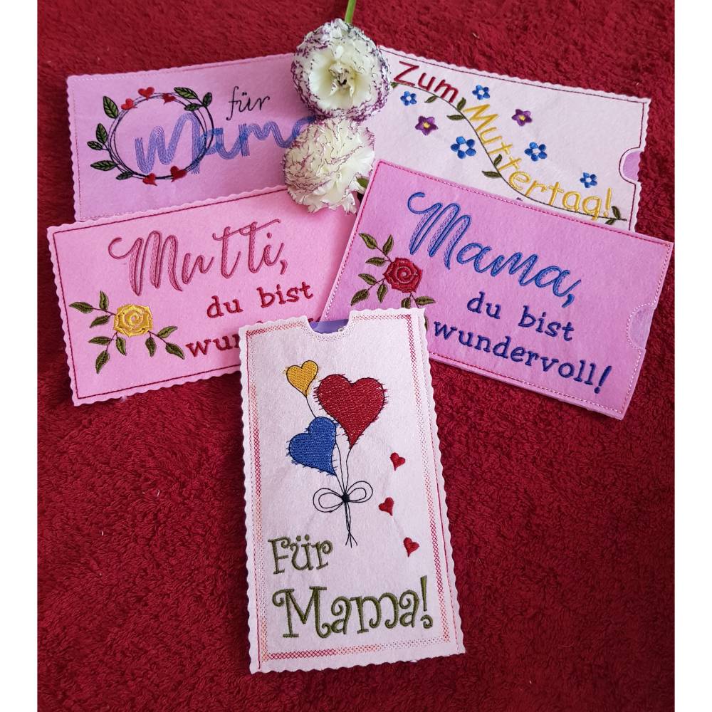 Stickdatei Schokohülle Muttertag SET Mama Mutti Bild 2