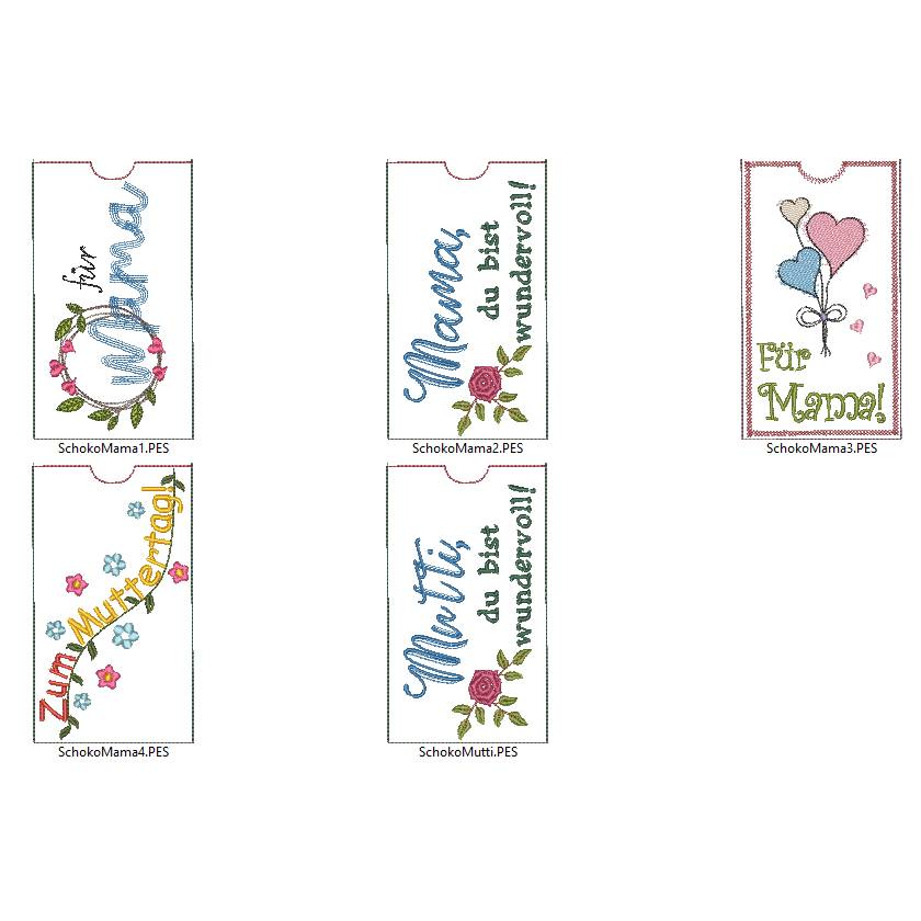 Stickdatei Schokohülle Muttertag SET Mama Mutti Bild 6
