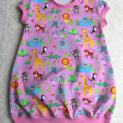 Kleid  Ballonkleid  Mitwachskleid  Zootiere  Rosa