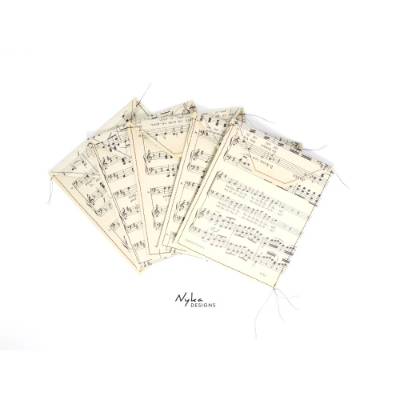 genähte Umschläge aus altem Notenpapier, für Junk Journal und Scrapbooking