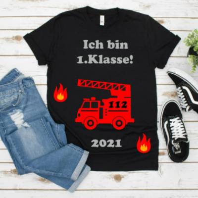 Plotterdatei Schulkind Feuerwehr SVG DXF PNG Einschulung