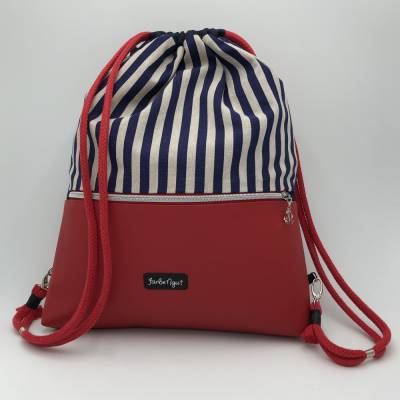 2-in-1 Rucksack im Maritim-Look – Stylischer Hipsterbeutel mit viel Stauraum & Personalisierung