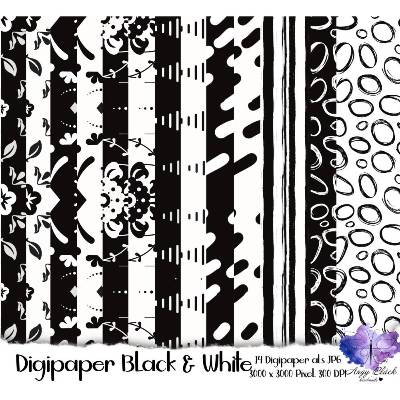 Digipaper- Set “Black & White 1 “ JPEG hohe Qualität (300 DPI), JPG