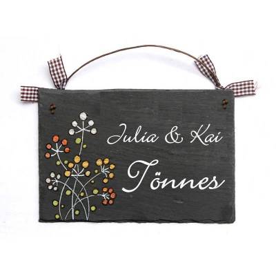 Handgemachtes Türschild aus Schiefer – Personalisiertes Hochzeitsgeschenk mit Namen, wetterfestes Haustürschild, individuelles Paargeschenk