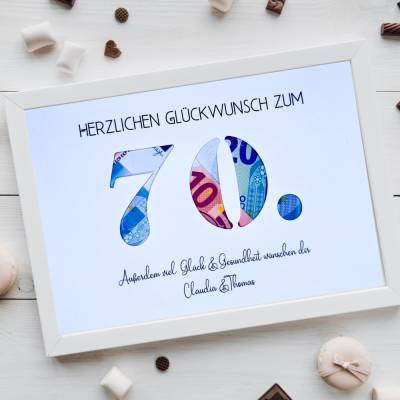 Personalisierbares Geldgeschenk zum Geburtstag – Kreatives Geschenk mit individueller Zahl im Bilderrahmen