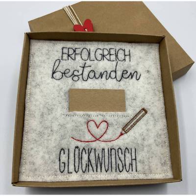 Geldgeschenk, zur bestandenen Prüfung   Schriftfarbe Anthrazit
