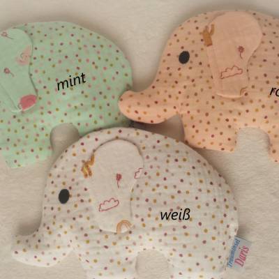 Kirschkernkissen-Wärmekissen/Wattiertes Kissen mit Rassel / "Elefant"mit Namen