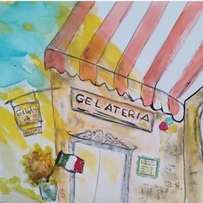 Aquarell original, "Italian Flair", DIN A4,  