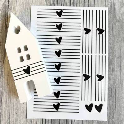Rub Ons I Rub-On DECO-STRIPES HERZ/LINIEN, Transfers z.B. f. Raysin / Keraflott
