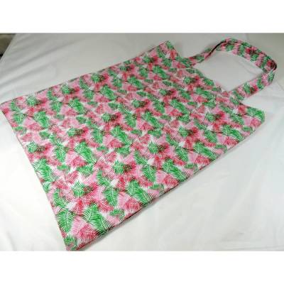Einkaufstasche weiß rosa grün Stoffbeutel Palmen  Tasche Geschenk Umzug Geburtstag