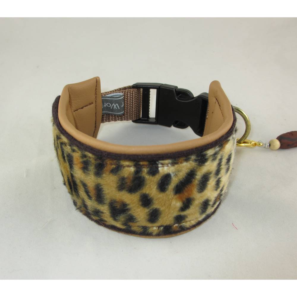 Windhundhalsband "Leopard" Hundehalsband Galgo Podenco Whippet Zugstopp  oder Klickverschluss