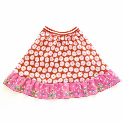 Sommerrock 110/116 rot + pink gemustert, Baumwolle 