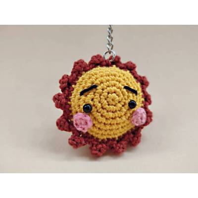 Gehäkelte Sonne Schlüsselanhänger, Amigurumi, gehäkelter Sonnenschein, Schlüsselanhänger Sonne, Frühlingsdeko, Geschenk