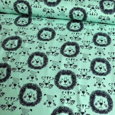 Jersey Stoff Stretchjersey Kinderstoff Löwe Mint