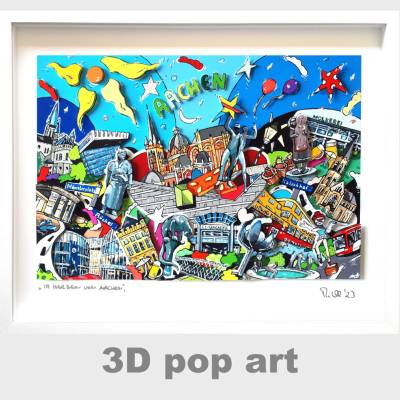 Aachen 3D pop art bild Aachener Dom skyline personalisierbar fine art limited edition geschenk