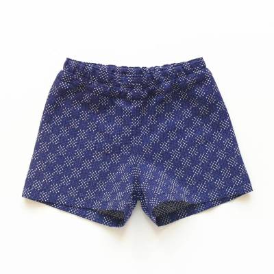 Kurze Hose, Shorts, 80/86, dunkelblau weiß gemustert, Upcycling