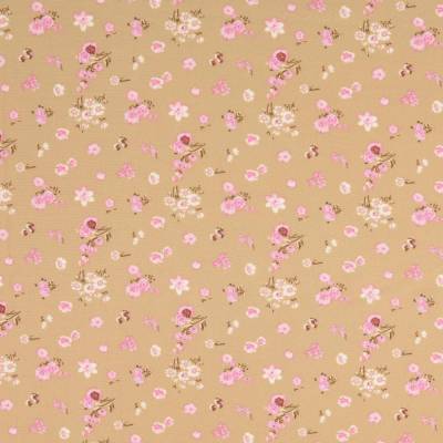 Viskose-Crêpe Marocain kleine Blümchen beige/rosa (1m/12,-€)