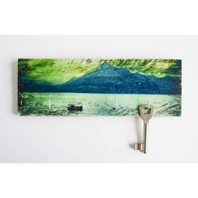 Isle of Skye Schlüsselbrett upcycling Weinkistenbrett mit 4 Haken