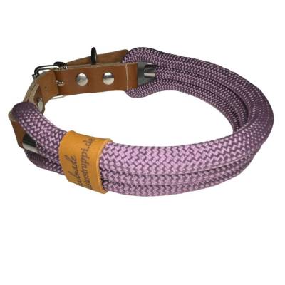 Hundehalsband, Tauhalsband, 3x8 mm, verstellbar, malve, Verschluss mit Leder und Schnalle, edel und hochwertig