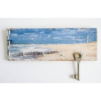 Strand Sylt Schlüsselbrett upcycling Weinkistenbrett mit 4 Haken