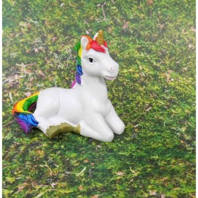 Einhorn liegend Figur zum Basteln, Dekorieren & für Gutscheine – Polyresin – Einhornparty Deko