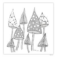 Original Tuschezeichnung, Crazy Flowers im neuen Design, ungerahmte besondere Kunstwerke für Dich, 30 cm x 30 cm