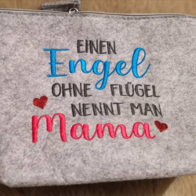 T-AT0001-010 Accessoiretasche Muttertag, Kosmetiktasche aus Filz bestickt - handmade