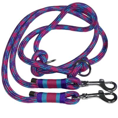 Hundeleine verstellbar, 10 mm Taustärke, Tauleine, türkis, lila, pink, ca. 200 cm