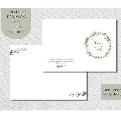 Digitaler Download | Kirchenheft Taufe digital | Eukalyptus Kranz | Taufheft Umschlag Neutral | Sofort Download | PDF se