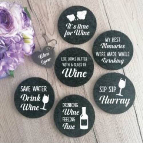 Filz Untersetzer, Weinuntersetzer, Wein Untersetzer, Wein Zitate, Schlüsselanhänger Weinliebhaber, Geschenk Wein