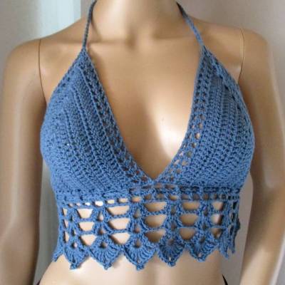Bikinitop aus elastischer Baumwolle, Häkeltop, Bustier, Sommertop, Top, Bikini