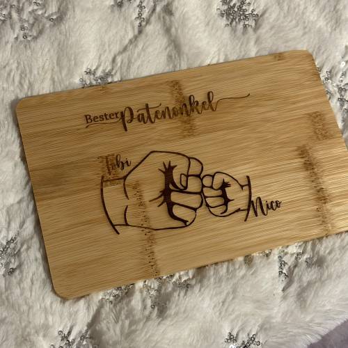 Frühstücksbrett, Geschenk Patenonkel mit Namen, persönliche Wunschgravur, Vesperbrett