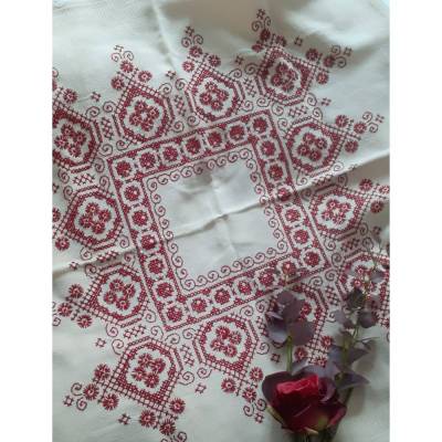 TRUE VINTAGE Deckchen,Tischdecke,Aufleger bestickt 60er shabby chic