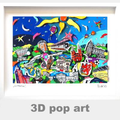 Wuppertal 3D pop art bild Schwebebahn skyline personalisierbar fine art limited edition geschenk