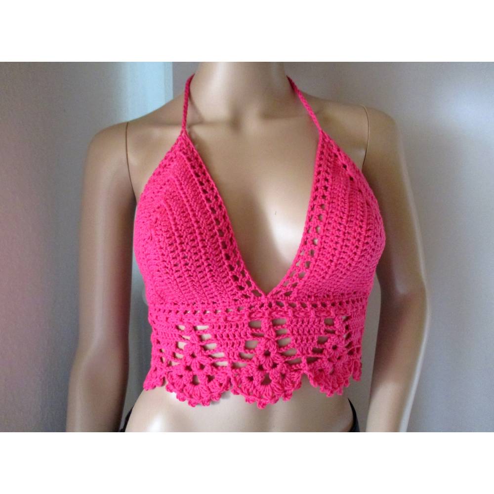 Bikinitop aus elastischer Baumwolle, Häkeltop, Bustier, Sommertop, Top, Bikini Bild 1
