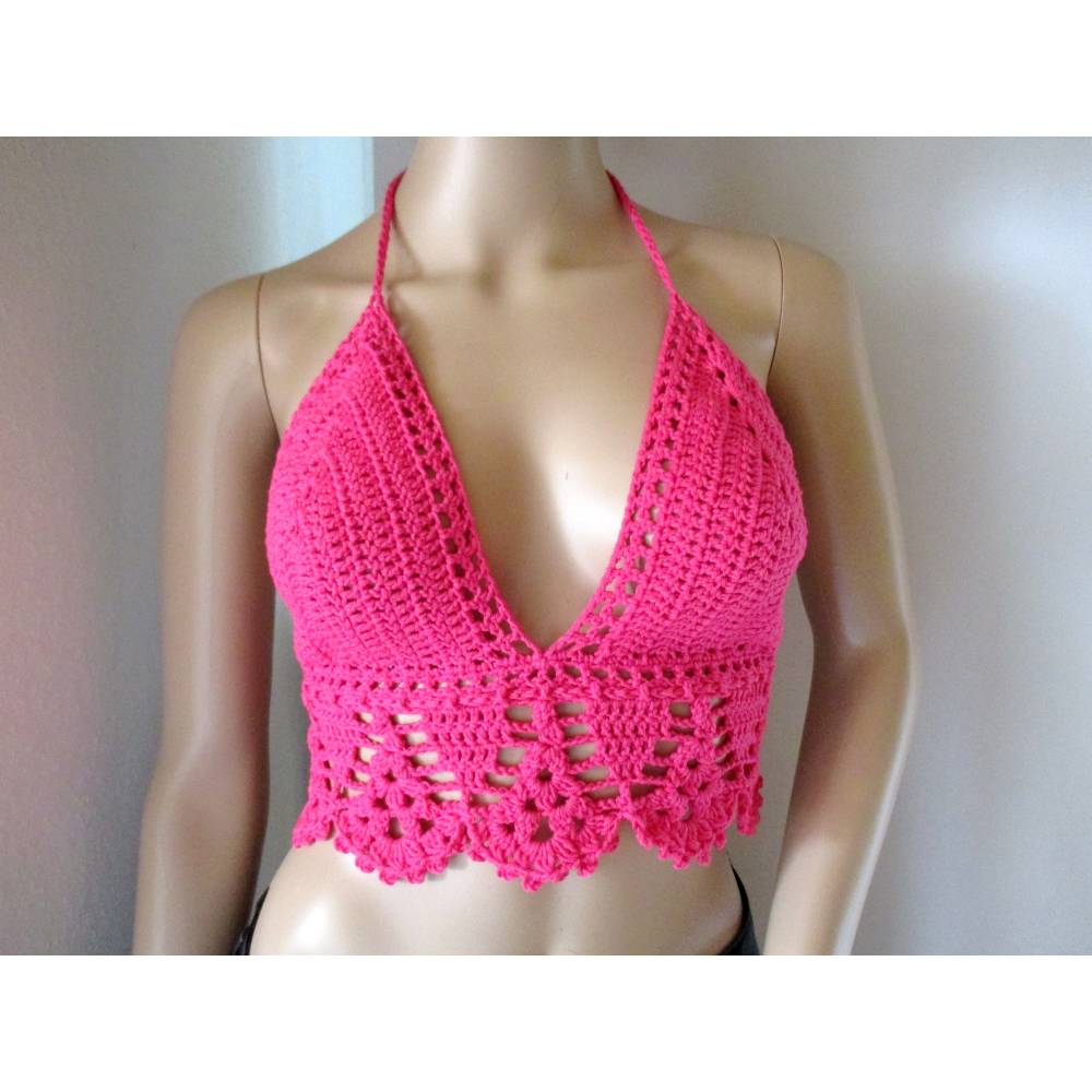 Bikinitop aus elastischer Baumwolle, Häkeltop, Bustier, Sommertop, Top, Bikini Bild 2