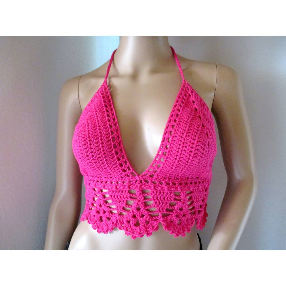 Bikinitop aus elastischer Baumwolle, Häkeltop, Bustier, Sommertop, Top, Bikini Bild 3